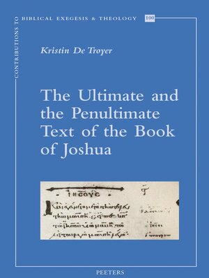 cover image of The Ultimate and the Penultimate Text of the Book of Joshua